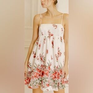 STORIA Floral Border Baby-Doll Style Dress, EUC, Size L